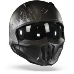 Scorpion Covert-X Tattoo Matt Black-Silver Jet Helmet -Scorpion Scorpion covert x tattoo matt black silver.35