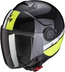 Scorpion EXO-City Strada Pearl Black White Neon Yellow Jet Helmet