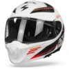 Scorpion EXO-930 Navig Matt White-Black-Red Modular Helmet