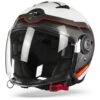 Scorpion EXO-City Roll Pearl White-Red Jet Helmet