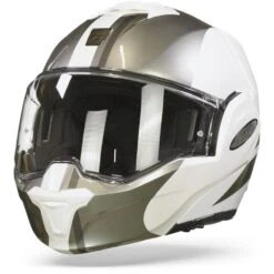 Scorpion EXO-Tech Forza Pearl White-Silver Modular Helmet