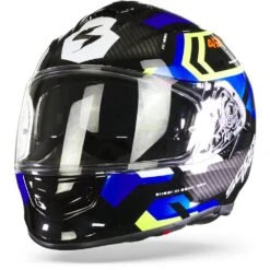 Scorpion EXO-491 Spin Black Blue Neon Yellow Full Face Helmet