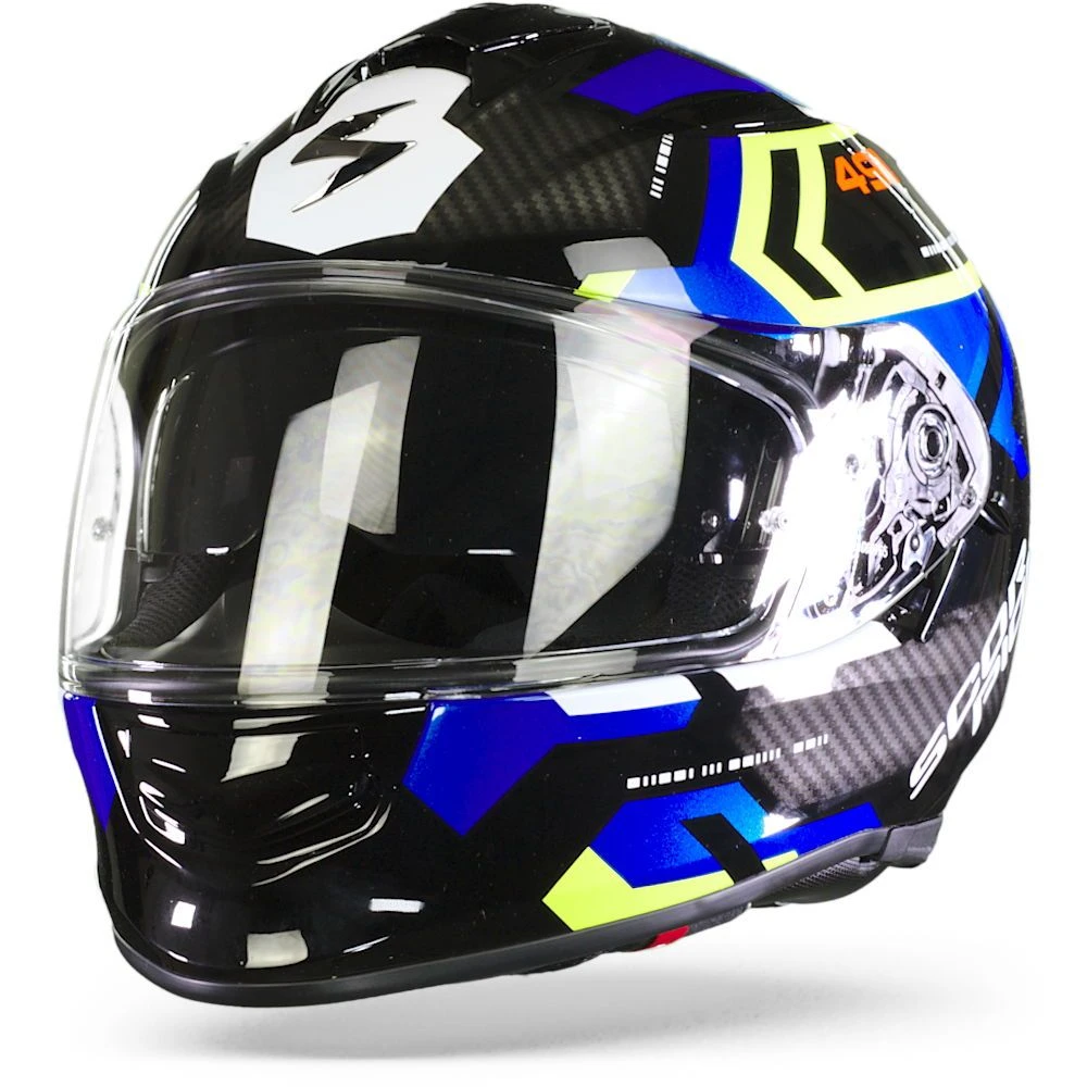Scorpion EXO-491 Spin Black Blue Neon Yellow Full Face Helmet