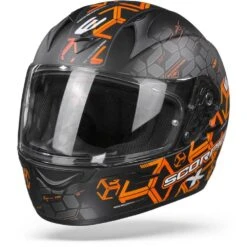 Scorpion 11 Scorpion EXO-390 Cube Matt Black Orange Full Face Helmet